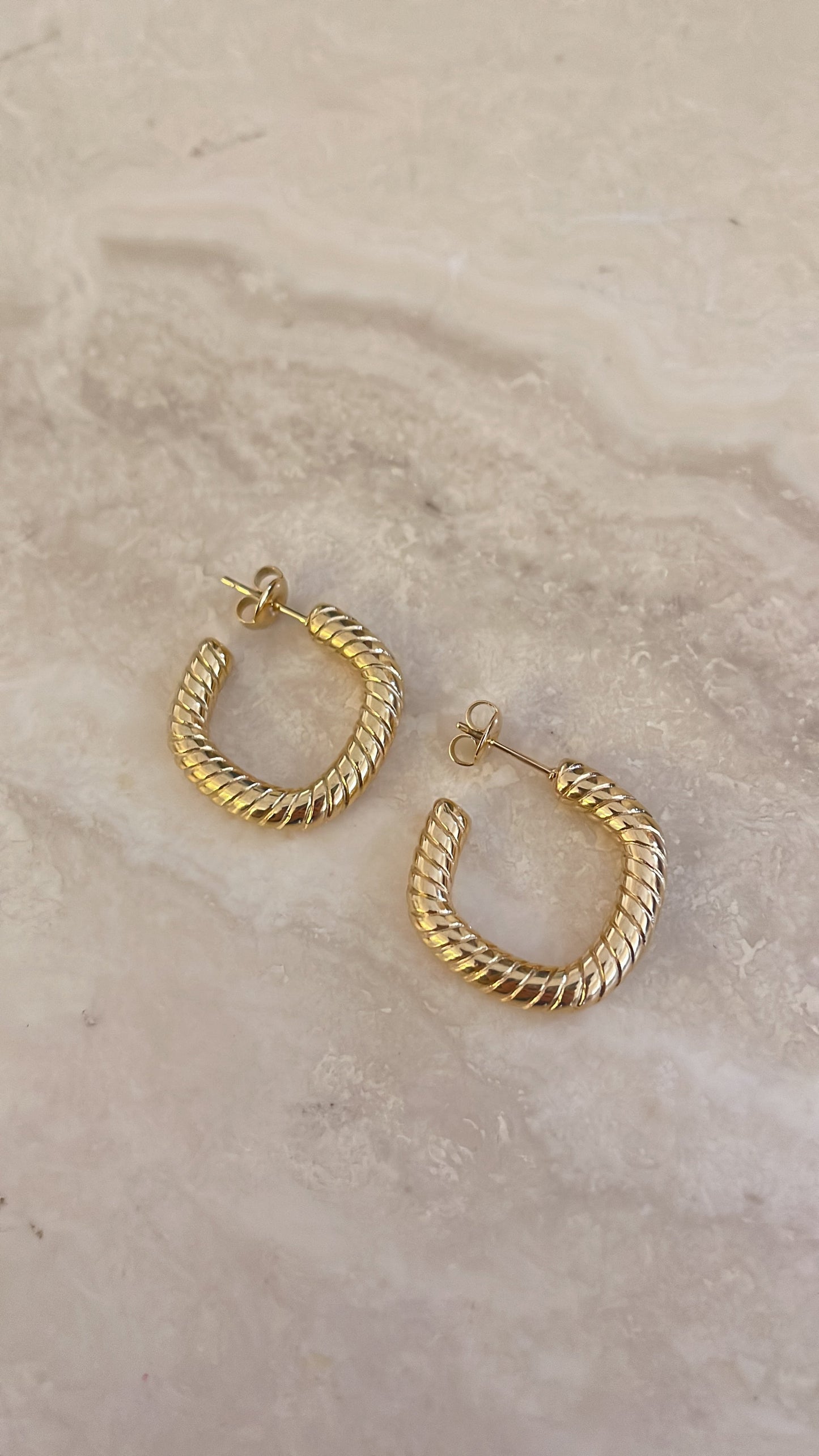 Nova Twist Square Hoops - Gold