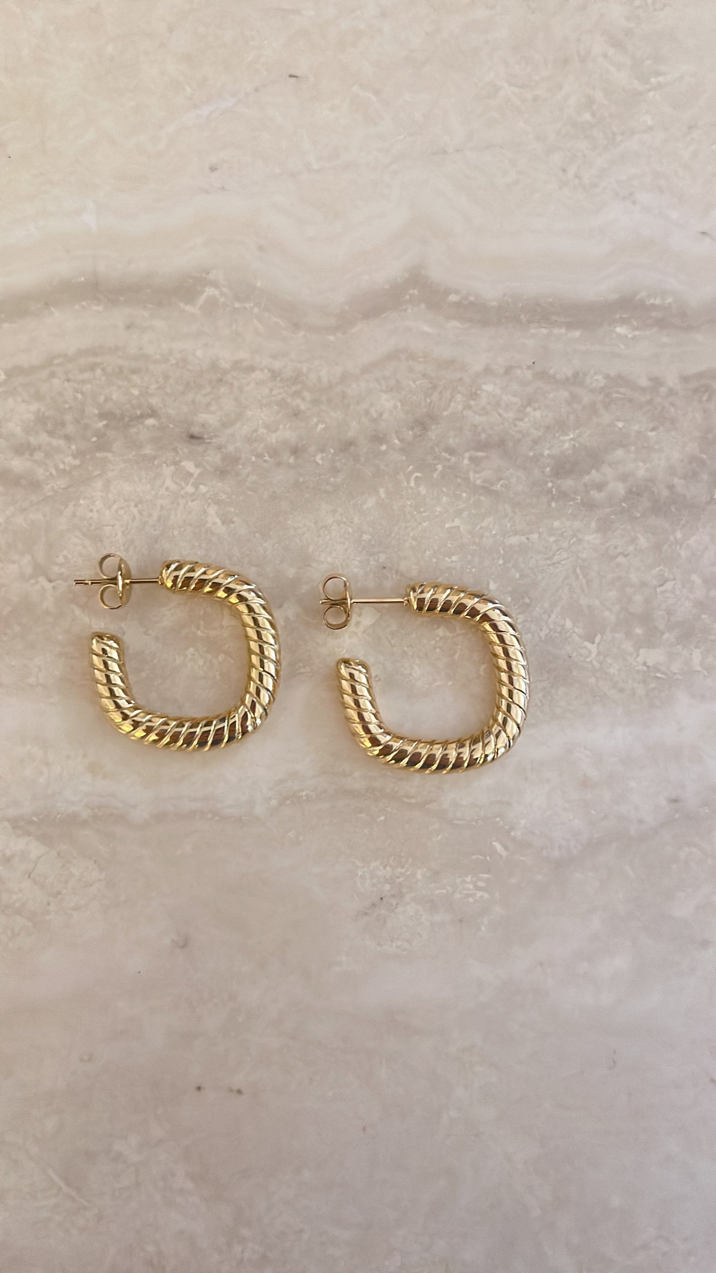 Nova Twist Square Hoops - Gold