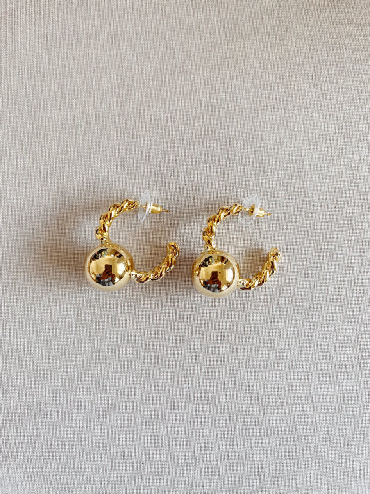 Ellie Twisted Ball Hoop Earrings