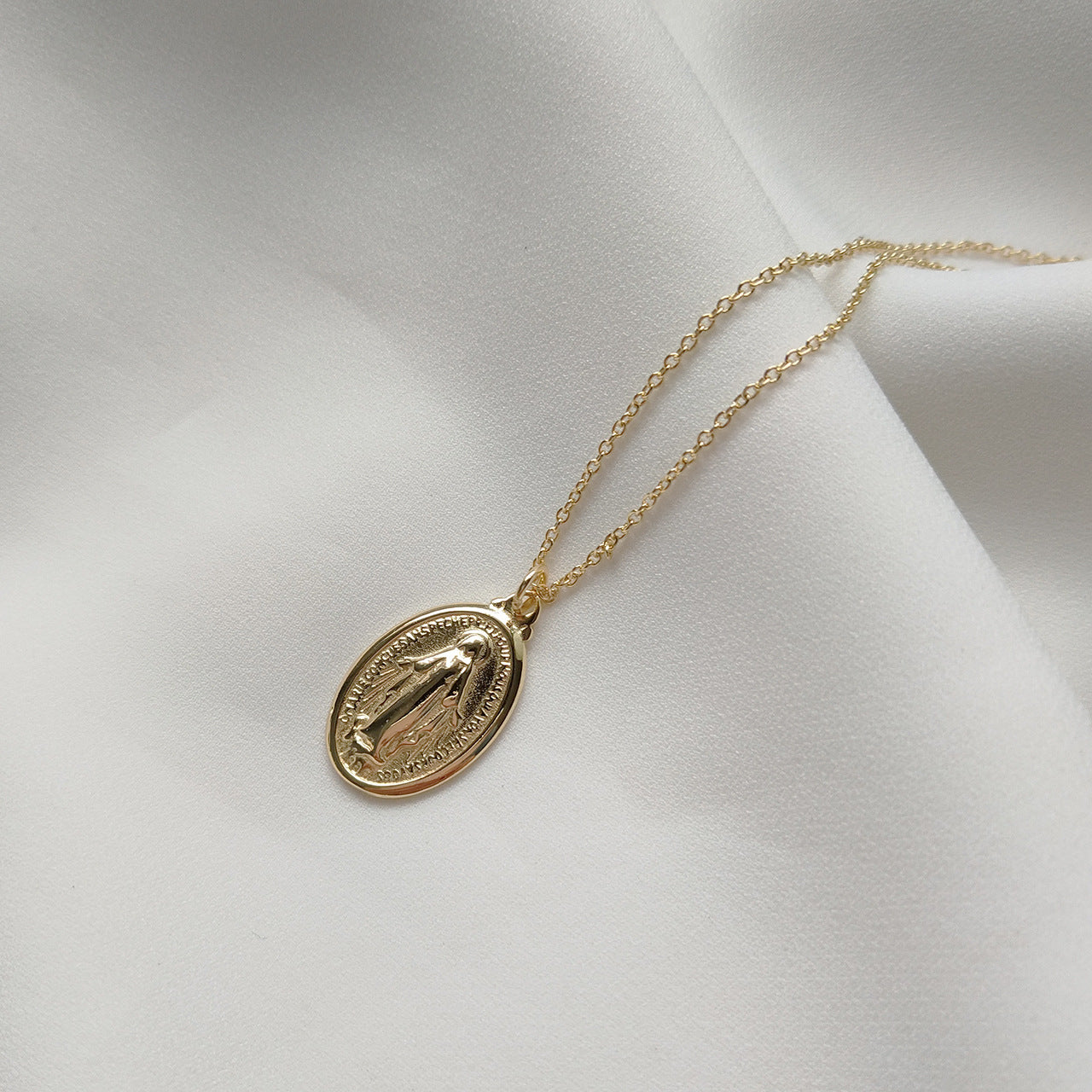 St Mary Oval Coin Necklace