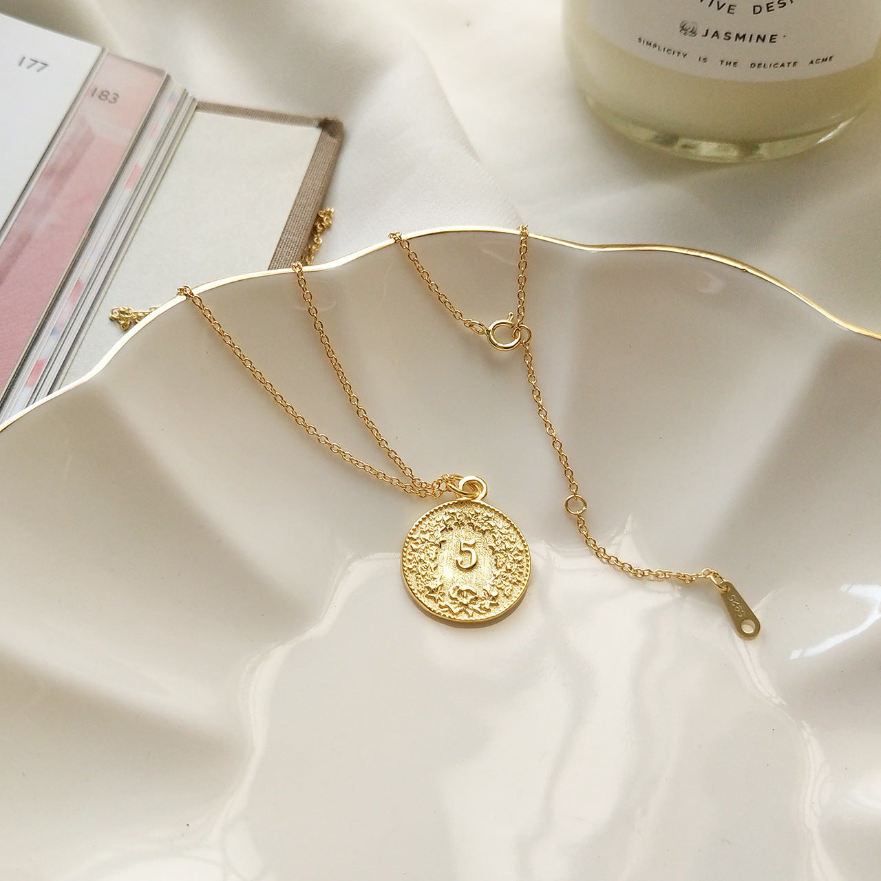 Helvetica Gold Coin Necklace